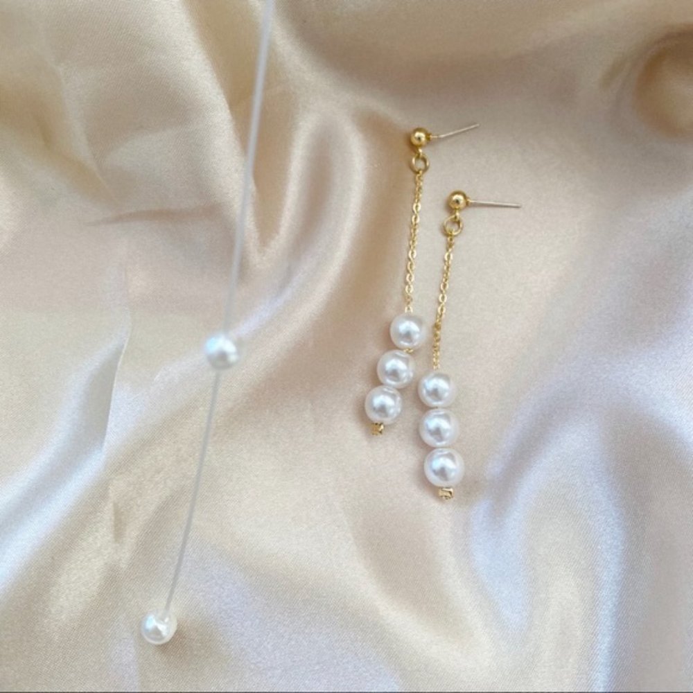 💙Pearl Metal Threader Drop Earrings